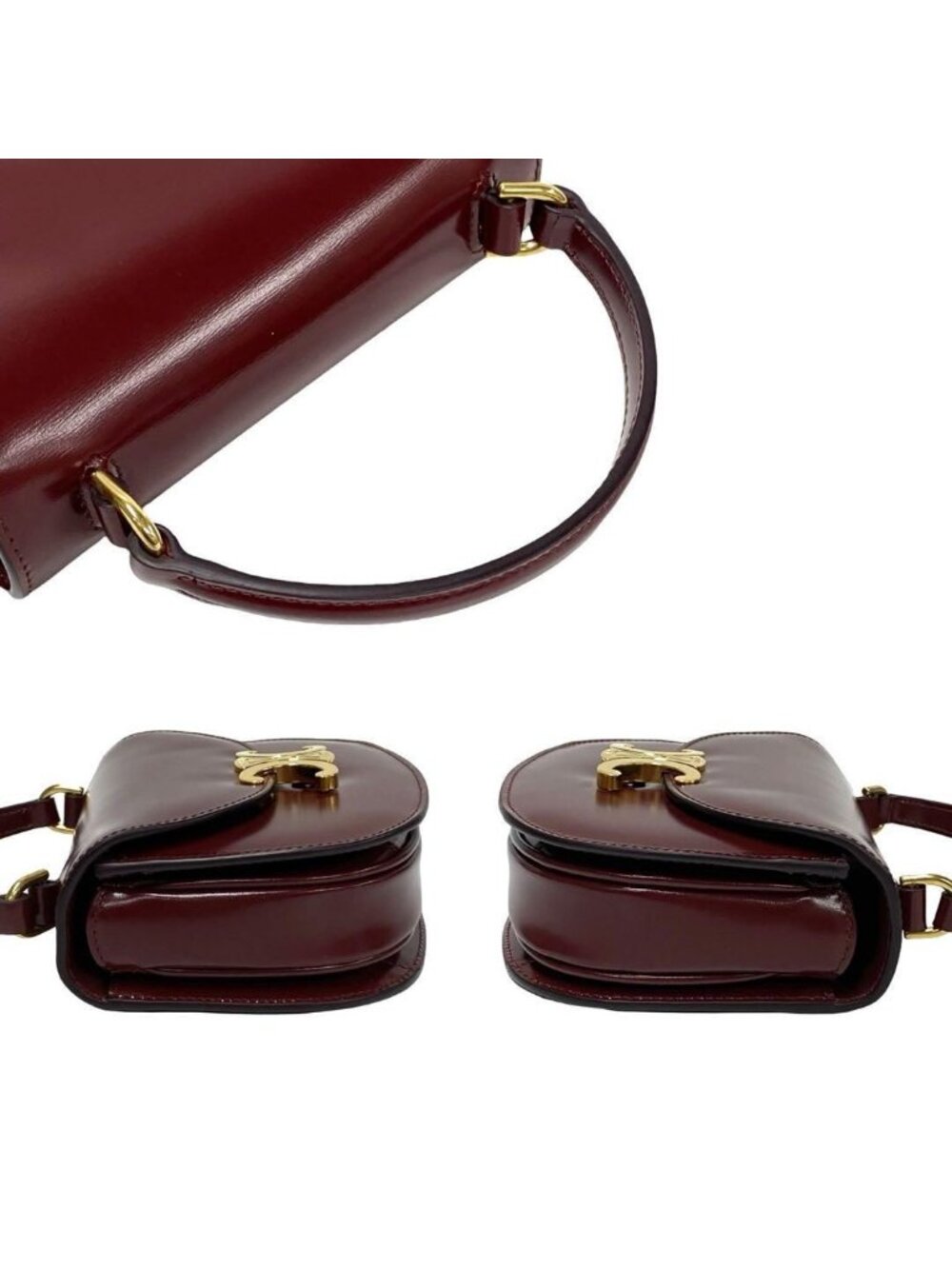★SOLD★ Celine Almost Box Mini Besace Triomphe Logo Calf Leather 2-Way Shoulder - Picture 4 of 8